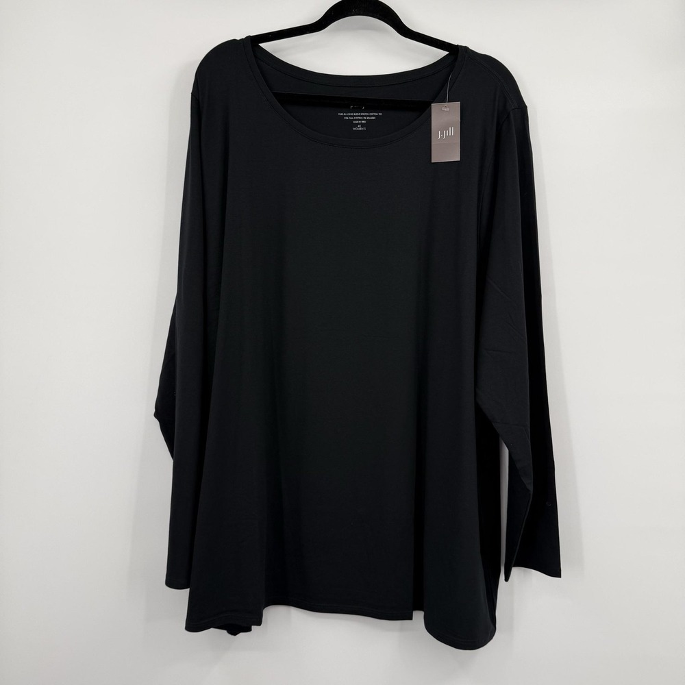 J. Jill Tunic Shirt Top Womens 4X Black Scoop Neck Long Sleeve Stretch